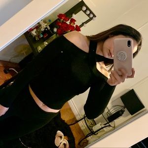 Black cross neck off shoulders